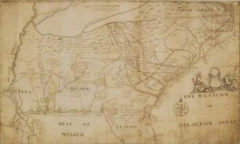 Map of the Southeastern part of North America, 1721 (pen and ink and wash on paper) | Obraz na stenu
