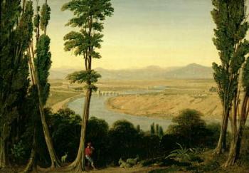 A View of the Tiber and the Roman Campagna from Monte Mario, 1829 (oil on paper laid on canvas) | Obraz na stenu