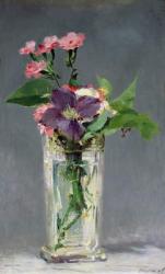 Pinks and Clematis in a Crystal Vase, c.1882 (oil on canvas) | Obraz na stenu