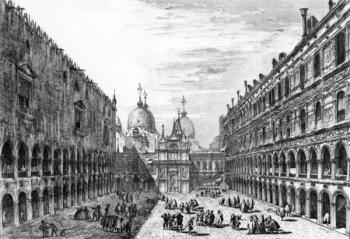 View of San Marco from the Palazzo Ducale, Venice, engraved by Michele Marieschi, 18th Century (engraving) | Obraz na stenu