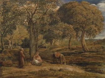 Landscape with Family Group, possibly The Rest on the Flight into Egypt, c.1827 (oil on panel) | Obraz na stenu