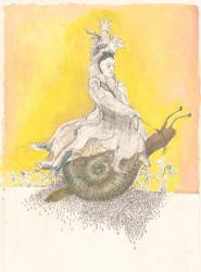Queen Victoria Riding a Snail, 2012, (oil, pen & pencil on card) | Obraz na stenu
