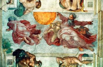 Sistine Chapel Ceiling: Creation of the Sun and Moon, 1508-12 (fresco) | Obraz na stenu