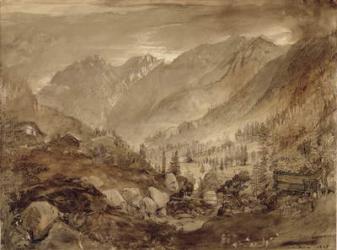 Mountain Landscape, Macugnaga, 1845 (pen & brown ink and wash over pencil on paper) | Obraz na stenu