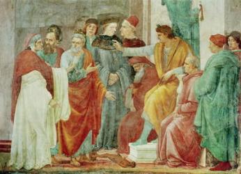 The Dispute with Simon Mago (Nero Enthroned), lower tier of the wall to the right of the altar, c.1484-85 (fresco) | Obraz na stenu