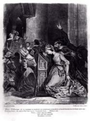 Marguerite in the Church with the Evil Spirits: illustration from 'Faust' by Goethe, 1828 (litho) | Obraz na stenu