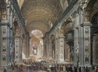 Interior of St. Peter's, Rome, 1867 (pencil & w/c on paper) | Obraz na stenu