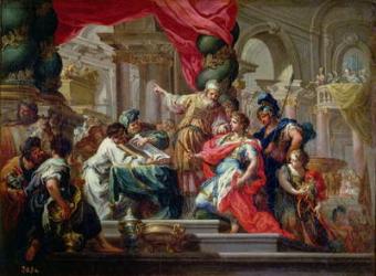 Alexander the Great in the Temple of Jerusalem, c.1750 (oil on canvas) | Obraz na stenu