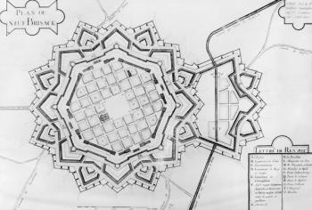 Map and fortifications of Neuf-Brisach (gouache on paper) | Obraz na stenu