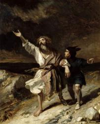 King Lear and the Fool in the Storm, Act III Scene 2 from 'King Lear' by William Shakespeare (1564-1616) 1836 (oil on canvas) | Obraz na stenu