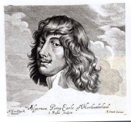Portrait of Algernon Percy, Tenth Earl of Northumberland (1602-1668), engraved by John Payne (fl. 1608-48) (engraving) (b/w photo) | Obraz na stenu
