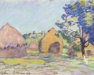 Haystacks at Saint-Cheron (pastel on paper) | Obraz na stenu