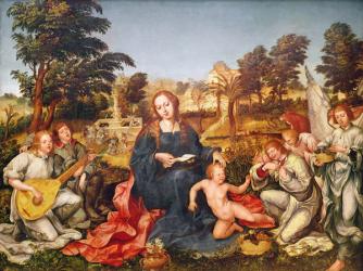 Virgin and Child and angels, 1536-38 (oil on canvas) | Obraz na stenu