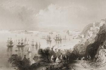 Cobh Harbour, Cork, Ireland, from 'Scenery and Antiquities of Ireland' by George Virtue, 1860s (engraving) | Obraz na stenu