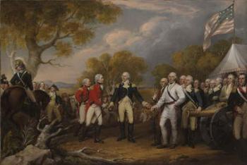 Battle of Saratoga, the British General John Burgoyne surrendering to the American General, Horatio Gates, October 17, 1777, c.1822-32 (oil on canvas) | Obraz na stenu