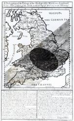 A Map Showing the Passage of the Shadow of the Moon Over England on 22 April 1715, engraved by John Senex, 1715 (engraving) (b/w photo) | Obraz na stenu