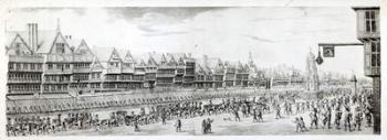 The Procession of Marie de Medici along Cheapside, 1638, published by William Herbert (1771-1851) & Robert Wilkinson (fl.1785-1825) 1809 (engraving) (b/w photo) | Obraz na stenu