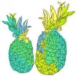 Pina pineapple, pen and ink, digitally coloured | Obraz na stenu