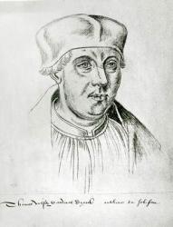 Ms 266 f.257 Portrait of Thomas Wolsey, cardinal of York, from the Recueil d'Arras, sketch from a portrait, 1508 (sanguine) (b/w photo) | Obraz na stenu