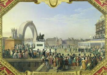 Re-establishment of the Statue of Henri IV (1553-1610) on Pont Neuf, 25th August 1818 (oil on canvas) | Obraz na stenu