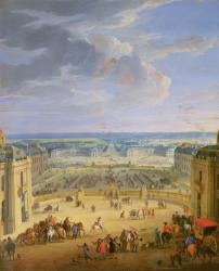 Perspective View from the Chateau of Versailles of the Place d'Armes and the Stables, 1688 (oil on canvas) | Obraz na stenu