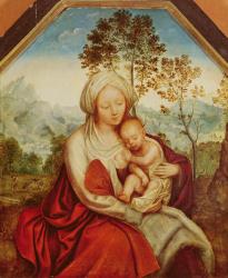 Virgin and Child (oil on panel) | Obraz na stenu