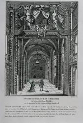 Interior of the Duke's Theatre in Lincoln's Inn Fields during the reign of King Charles II, 1809 (engraving) (b/w photo) | Obraz na stenu