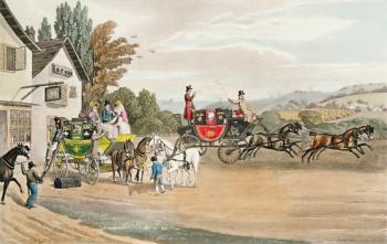 A London Mail and Stage Coach (coloured aquatint) | Obraz na stenu