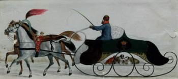 Horse Drawn Sleigh (w/c on paper) (digital detail) | Obraz na stenu