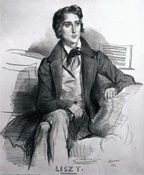 Portrait of Franz Liszt (1811-86) August 1832 (litho) (b/w photo) | Obraz na stenu