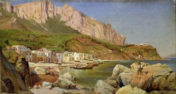 A Fishing Village at Capri (oil on paper on canvas) | Obraz na stenu