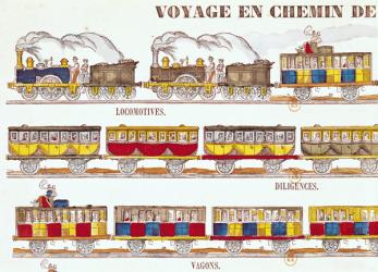 Rail Travel in 1845 (coloured engraving) (detail) (see also 192826) | Obraz na stenu