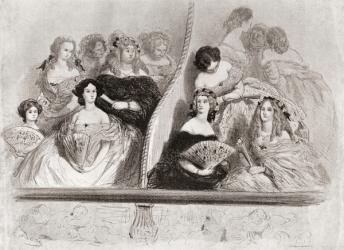Ladies at the theatre, after a 19th century work by Gustav Doré. From Illustrierte Sittengeschichte vom Mittelalter bis zur Gegenwart by Eduard Fuchs, published 1909. | Obraz na stenu