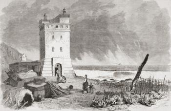Green Point Lighthouse, Cape of Good Hope, South Africa in the mid 19th century. From L'Univers Illustre published 1866. | Obraz na stenu