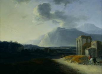 Landscape with Mount Stromboli (oil on canvas) | Obraz na stenu