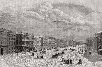 St. Petersburg, Russia in 1794, from 'Histoire de la Revolution Francaise' by Louis Blanc (1811-82) engraved by Adolphe Francois Pannemaker (b.1822) 1847-62 (litho) | Obraz na stenu