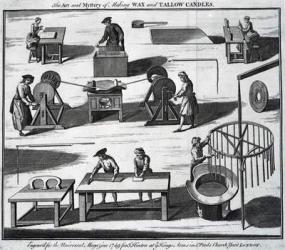 The Art and Mystery of Making Wax and Tallow Candles, engraved for the 'Universal Magazine', 1749 (engraving) | Obraz na stenu