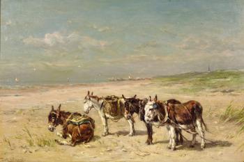 Donkeys on the Beach (oil on canvas) | Obraz na stenu