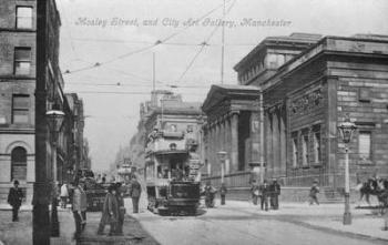 Mosley Street, and City Art Gallery, Manchester, c.1910 (b/w photo) | Obraz na stenu