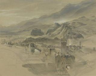 d View of Sion, Valais, from the Chateau de Valere, c.1863 (w/c & bodycolour over graphite on paper) | Obraz na stenu