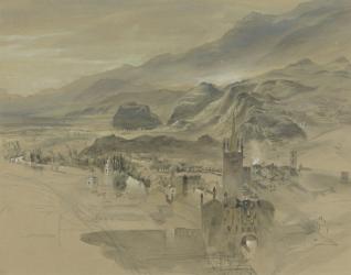 d View of Sion, Valais, from the Chateau de Valere, c.1863 (w/c & bodycolour over graphite on paper) | Obraz na stenu