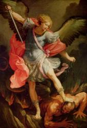 The Archangel Michael defeating Satan (oil on canvas) | Obraz na stenu