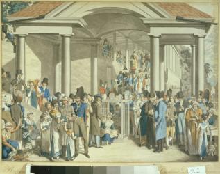 Health Community at the Karlsbader Fountain, 1810 (aquatint drawing) | Obraz na stenu