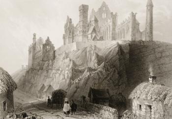 The Rock of Cashel, County Tipperary, Ireland, from 'Scenery and Antiquities of Ireland' by George Virtue, 1860s (engraving) | Obraz na stenu