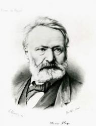 Portrait of Victor Hugo (1802-85) from 'Album du Rappel', engraved from a photograph by Edme Penauille (d.1871) 1869 (engraving) (b/w photo) | Obraz na stenu