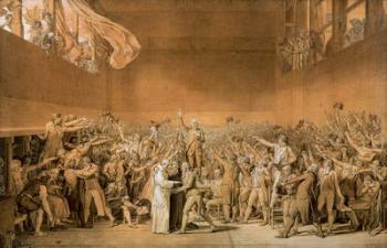 The Tennis Court Oath, 20th June 1789, 1791 (pen washed with bistre with highlights of white on paper) (see also 14667) | Obraz na stenu