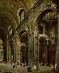 Cardinal Melchior de Polignac (1661-1742) Visiting St. Peter's in Rome (oil on canvas) (detail of 222224) | Obraz na stenu