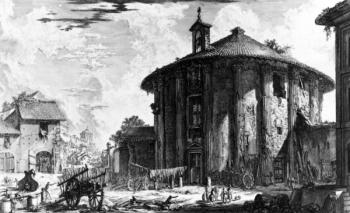 View of the Temple of Cybele in the Piazza della Bocca della Verita, from the 'Views of Rome' series, 1758 (etching) | Obraz na stenu