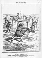 'Ferocious!' The Turks buying several works at the Impressionist Exhibition to be used in case of war, caricature from 'Le Charivari', 28th April 1877 (litho) (b/w photo) | Obraz na stenu