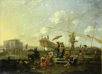 The Old Port of Genoa (oil on canvas) | Obraz na stenu